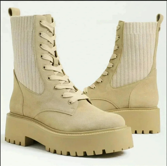 Boho Combat 8.5 Hiker Grunge Moto  Lugsole Platform Waterproof Ankle Boots New - Picture 1 of 8